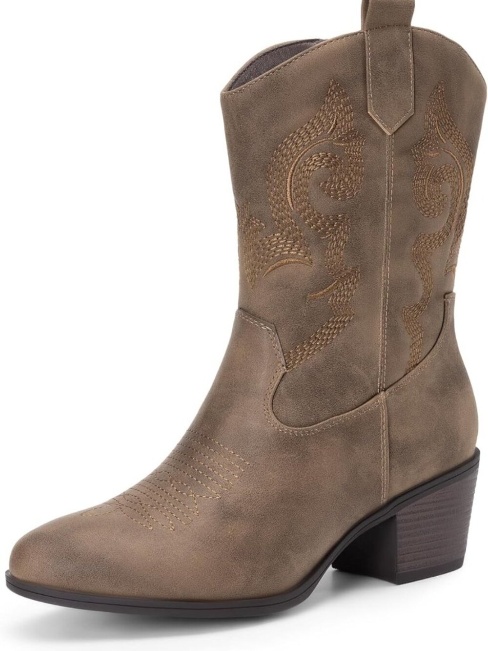 Stylish Mid Calf Cowboy Boots for Women - Embroidered Western Chunky Low Heel